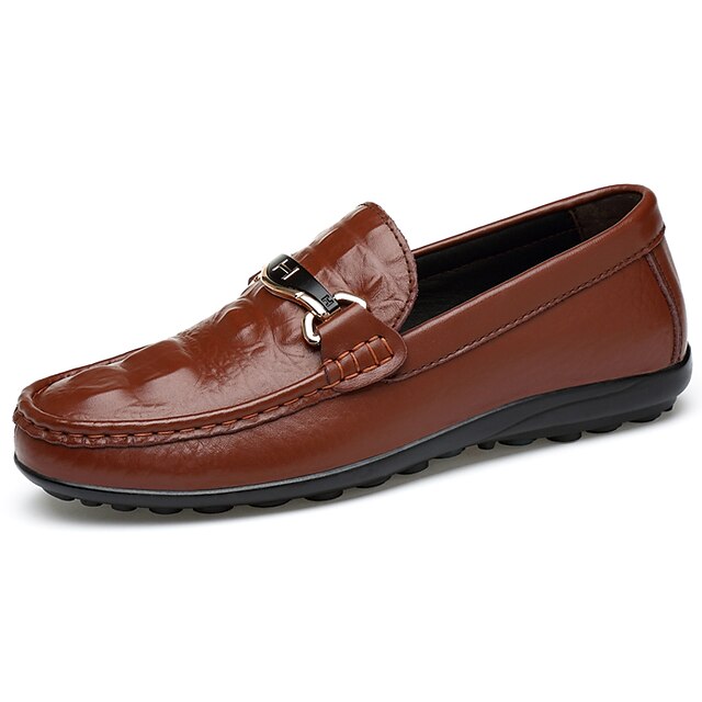  Men's Leather Shoes Nappa Leather Spring Casual / British Loafers & Slip-Ons Massage White / Brown / Office & Career / Moccasin / Driving Shoes