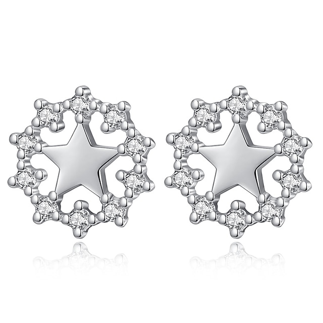  Women's Earrings Classic Star Ladies Cute Rhinestone Earrings Jewelry Silver For Daily Date 1 Pair