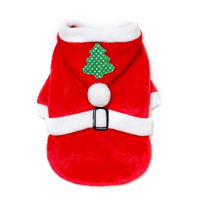  Dog Cat Christmas Christmas Costume Puppy Clothes Character Christmas Casual Daily Keep Warm New Year's Christmas Winter Dog Clothes Puppy Clothes Dog Outfits Red Costume for Girl and Boy Dog Fabric