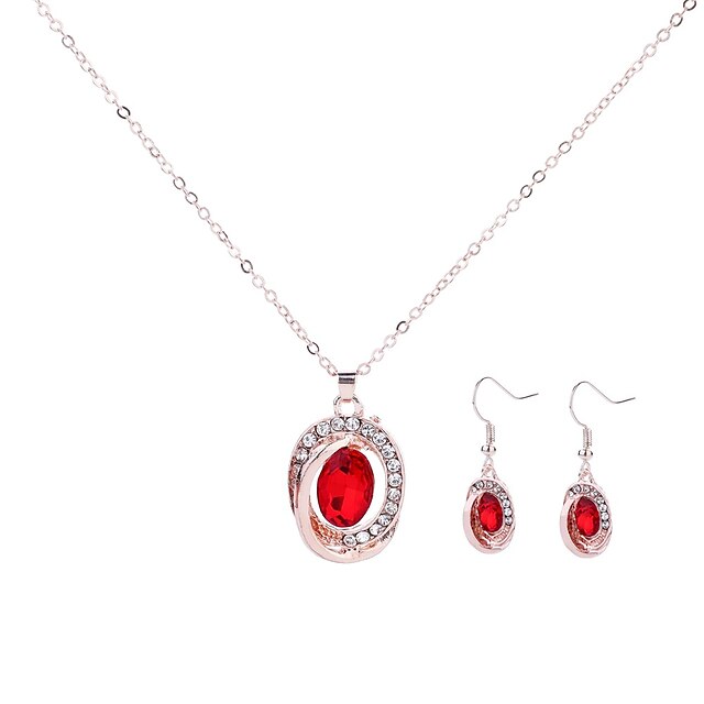  Women's AAA Cubic Zirconia Drop Earrings Pendant Necklace Bridal Jewelry Sets Hollow Out Ladies Simple Trendy Fashion Rhinestone Earrings Jewelry Dark Blue / Purple / Red For Evening Party Festival 1