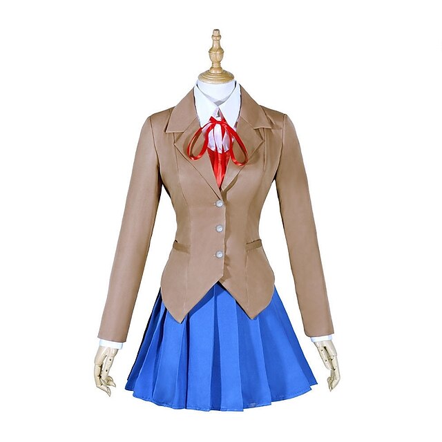  Inspired by Doki Diki Literature Club Monika / Natsuki Video Game Cosplay Costumes Cosplay Tops / Bottoms Lolita / Fashion Long Sleeve Coat Vest Blouse Costumes / Skirt / Tie-on Bows