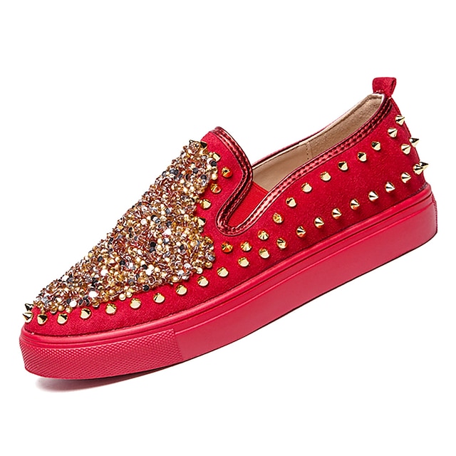  Men's Loafers & Slip-Ons Comfort Shoes Casual Daily PU Breathable Black Red Fall / Sparkling Glitter / Rivet