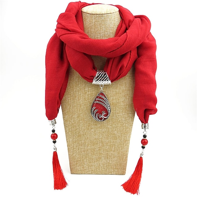  Women's Scarf Necklace Long Ladies Romantic Sweet Elegant Poly / Cotton Black Light Green Red Blue Rose Red 180 cm Necklace Jewelry 1pc For Gift Date