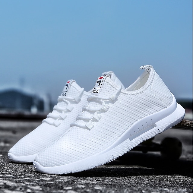  Men's Light Soles Knit / Mesh Fall & Winter Sporty / Casual Athletic Shoes Running Shoes / Walking Shoes Breathable Red / White / Black / Non-slipping / Shock Absorbing / Wear Proof