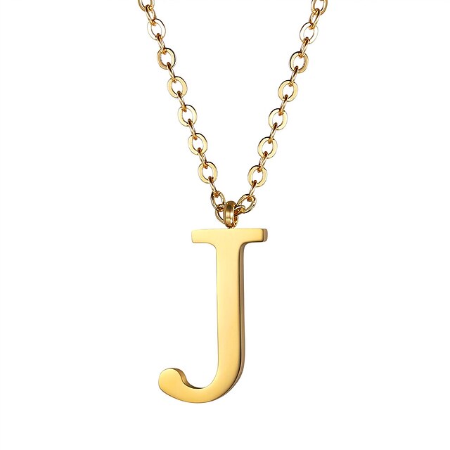  Women's Pendant Necklace Logo Name Alphabet Shape Ladies Fashion Stainless Steel Black Gold Silver 55 cm Necklace Jewelry 1pc For Gift Daily