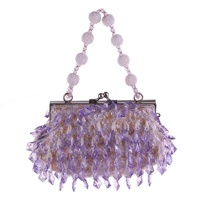  Women's Crystals / Sequin Polyester Evening Bag Rhinestone Crystal Evening Bags Solid Color Light Purple / Sky Blue / Coffee