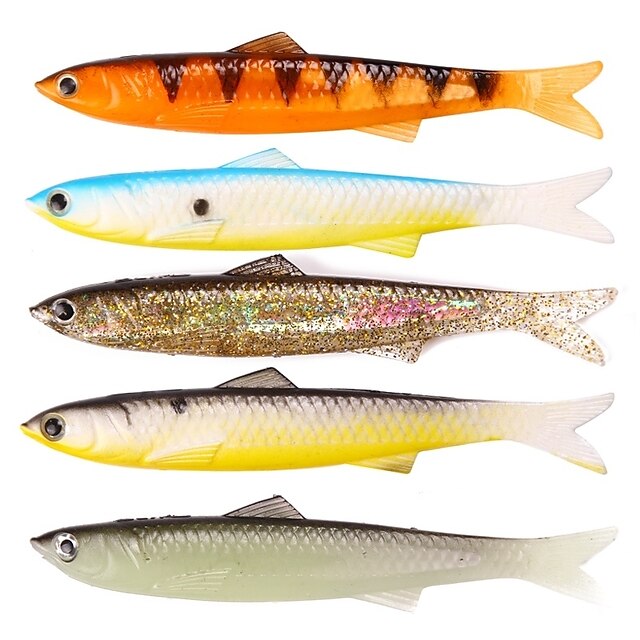  5 pcs Fishing Lures Soft Bait Shad Easy to Use Floating Bass Trout Pike Sea Fishing Fly Fishing Bait Casting