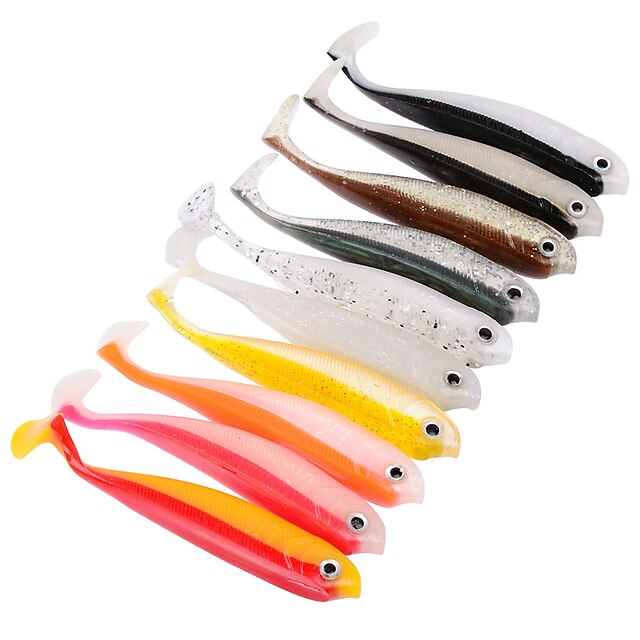  10 pcs Swimbaits Fishing Lures Soft Bait Soft Jerkbaits Outdoor Sinking Bass Trout Pike Bait Casting Lure Fishing General Fishing Silicon