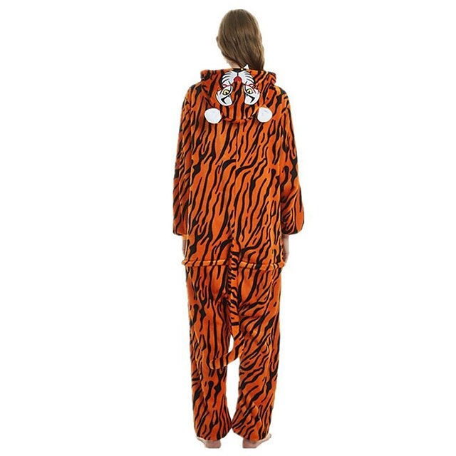 Toys & Hobbies Cosplay & Costumes | Adults Kigurumi Pajamas Tiger Onesie Pajamas Flannel Fabric Orange Cosplay For Men and Women