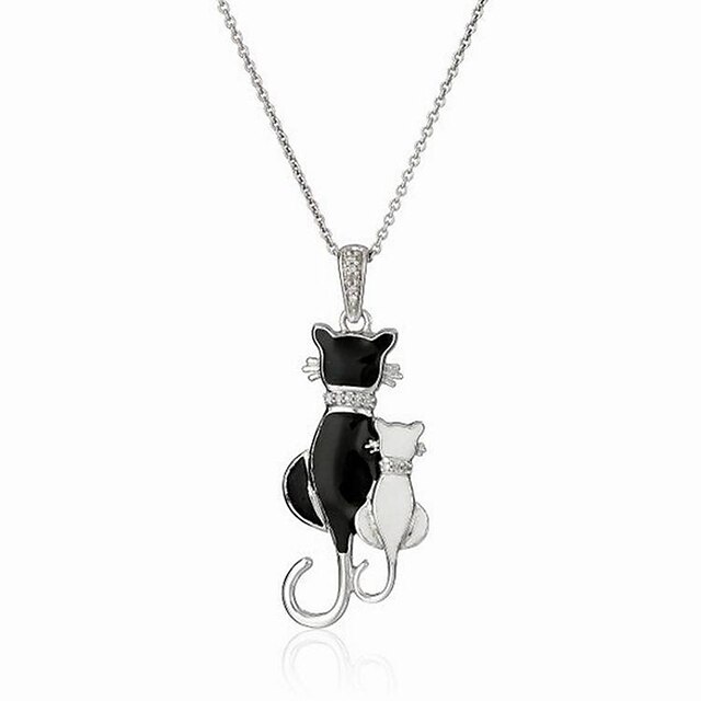  Women's Pendant Necklace 3D Cat Ladies Simple Sweet Alloy Silver 42+5 cm Necklace Jewelry 1pc For Daily