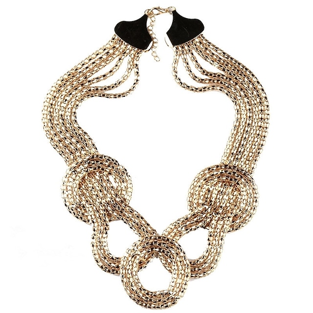  Women's Necklace Braided Chinese Knot Ladies Stylish Hyperbole Chunky Alloy Gold 45+5 cm Necklace Jewelry 1pc For Daily