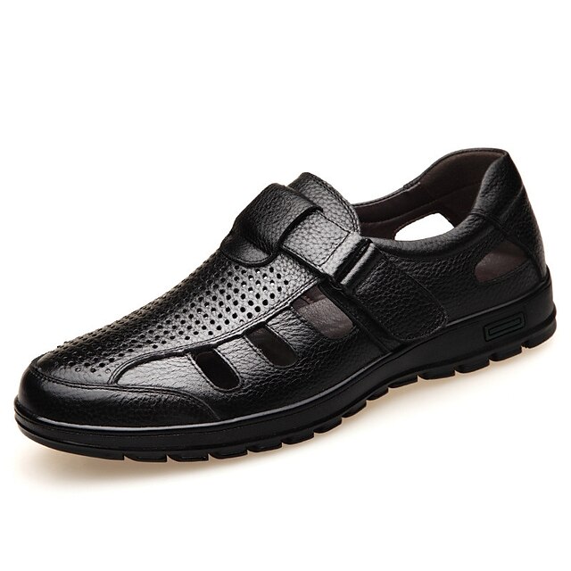  Ανδρικά Σανδάλια Παπούτσια άνεσης Καθημερινά Νάπα Leather Μαύρο Καφέ Καλοκαίρι