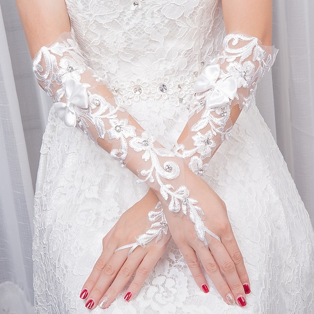  Lace Elbow Length Glove Gloves With Appliques