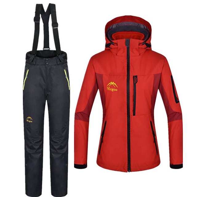  女性用 スキージャケット＆パンツ アウトドア 冬 防水 保温 スーツウェア レッド