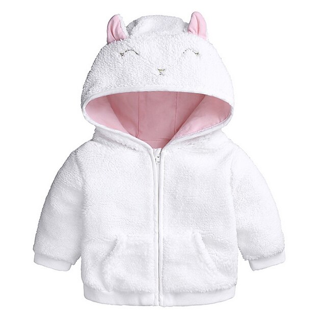  Baby Girls' Jacket & Coat Basic Daily Cotton Blushing Pink Green White Solid Colored Long Sleeve / Toddler