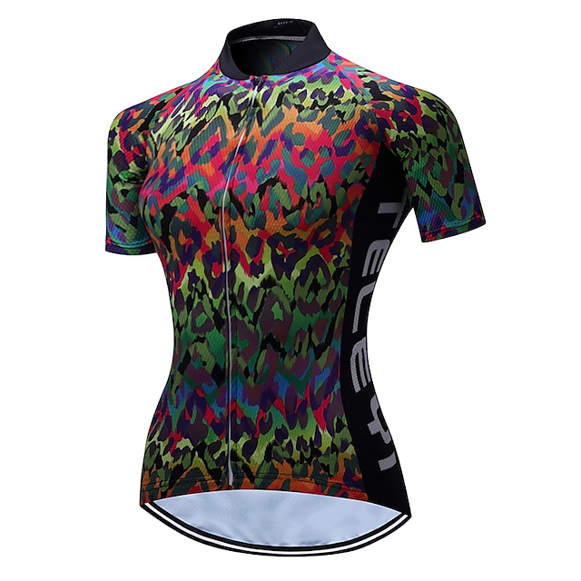  Women's Short Sleeve Cycling Jersey Polyester Green Camo / Camouflage Plus Size Bike Jersey Top Mountain Bike MTB Road Bike Cycling Breathable Quick Dry Moisture Wicking Sports Clothing Apparel