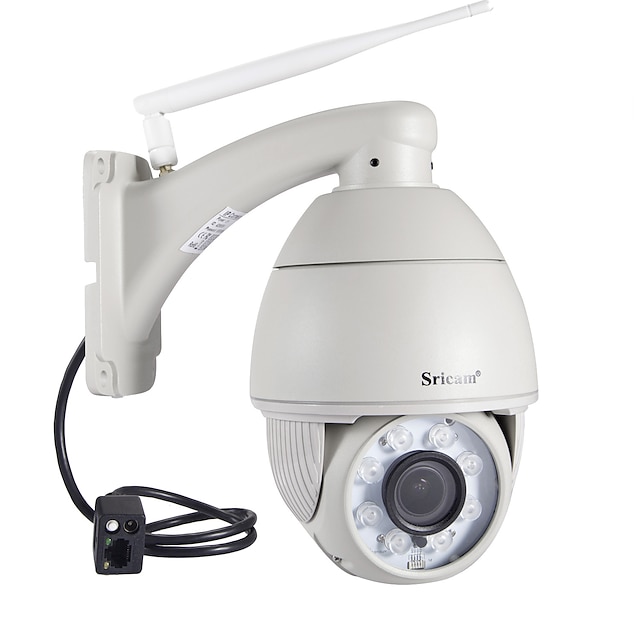  Sricam® sp008b 1mp 720 p ip câmera 3.6mm ao ar livre 20 m ir ptz câmeras de segurança de rede à prova d 'água ip66 cor branca ir-cut detecção de movimento inteligente sistema de segurança em casa