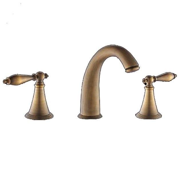  Bathroom Sink Faucet - Widespread Antique Brass Widespread Three Holes / Two Handles Three HolesBath Taps