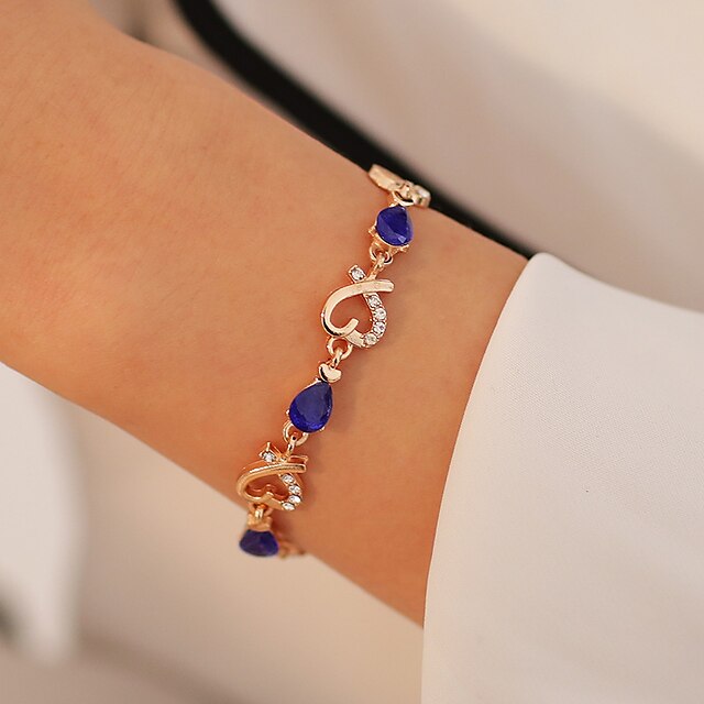  Mujer Cristal Pulsera de cristal Ahuecado Corazón Corazon vacio Moda Dulce Brillante Pulsera pulsera Morado / Rojo / Azul Para Cita Cumpleaños