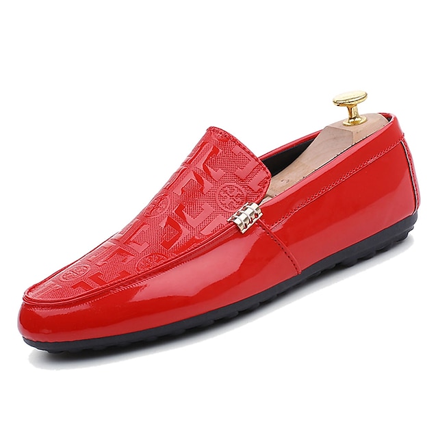  رجالي أحذية الراحة PU خريف & شتاء رياضي المتسكعون وزلة الإضافات ارتداء إثبات أحمر / أبيض / أسود