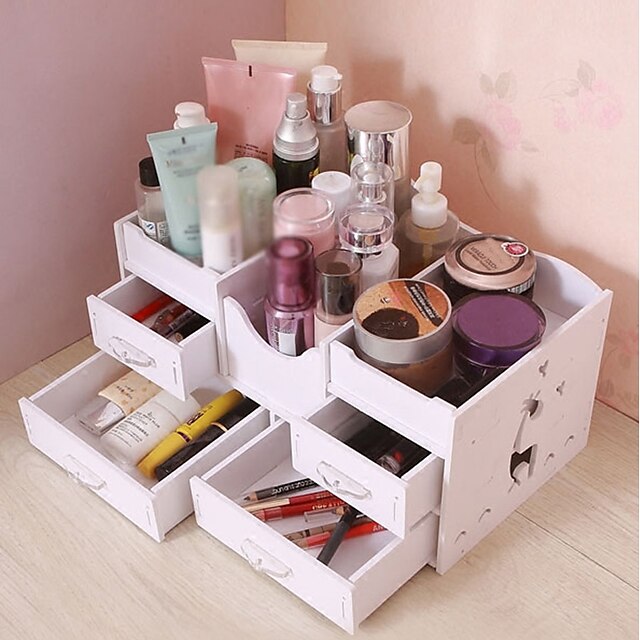  Storage Organization Cosmetic Makeup Organizer PVC Foam Board Rectangle Shape Creative / Multilayer / Dustproof