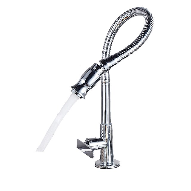  Kitchen faucet - Single Handle One Hole Chrome Pull-out / ­Pull-down Deck Mounted Contemporary / Brass