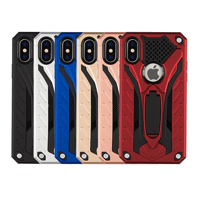  Case For Apple iPhone XS / iPhone XR / iPhone XS Max Shockproof / with Stand Back Cover Solid Colored / Armor Hard PC