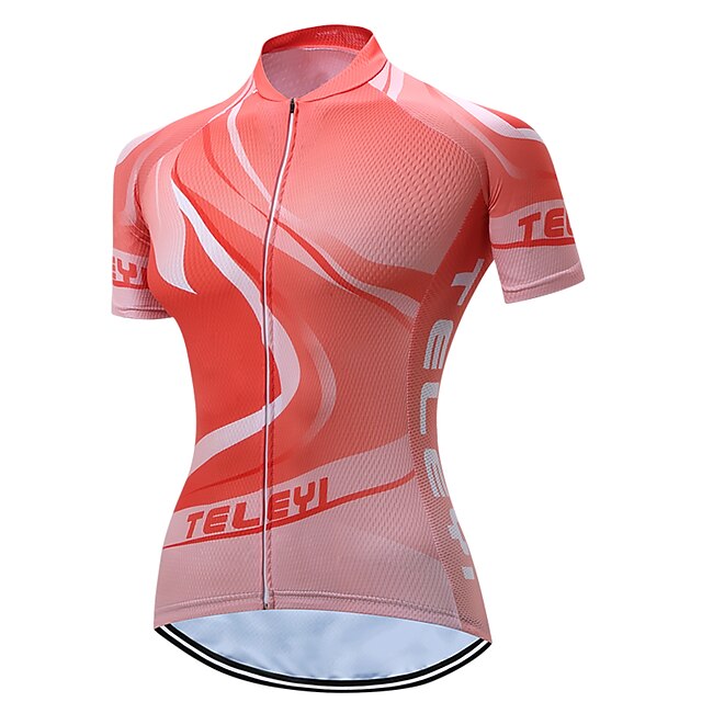  Women's Short Sleeve Cycling Jersey Polyester Orange Plus Size Bike Jersey Top Mountain Bike MTB Road Bike Cycling Breathable Quick Dry Moisture Wicking Sports Clothing Apparel / Stretchy