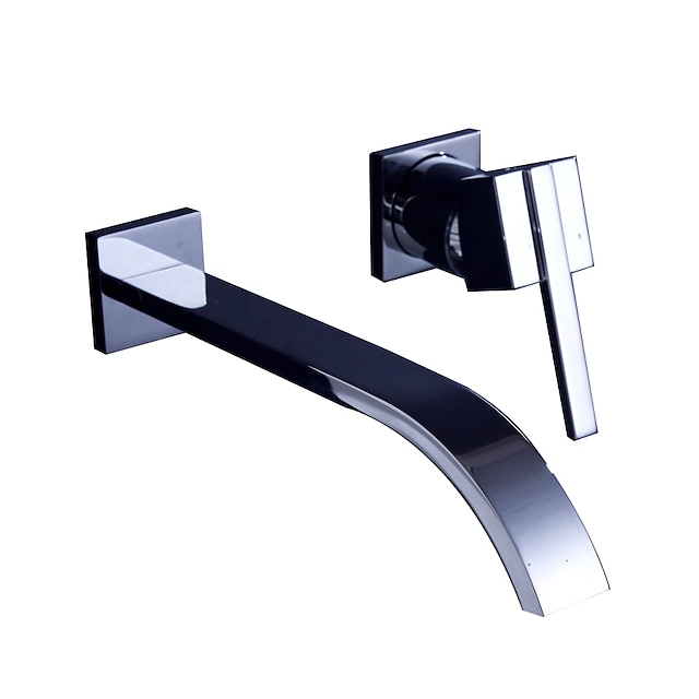  Bathroom Sink Faucet - Standard / Wall Mount Chrome Widespread Single Handle Two HolesBath Taps