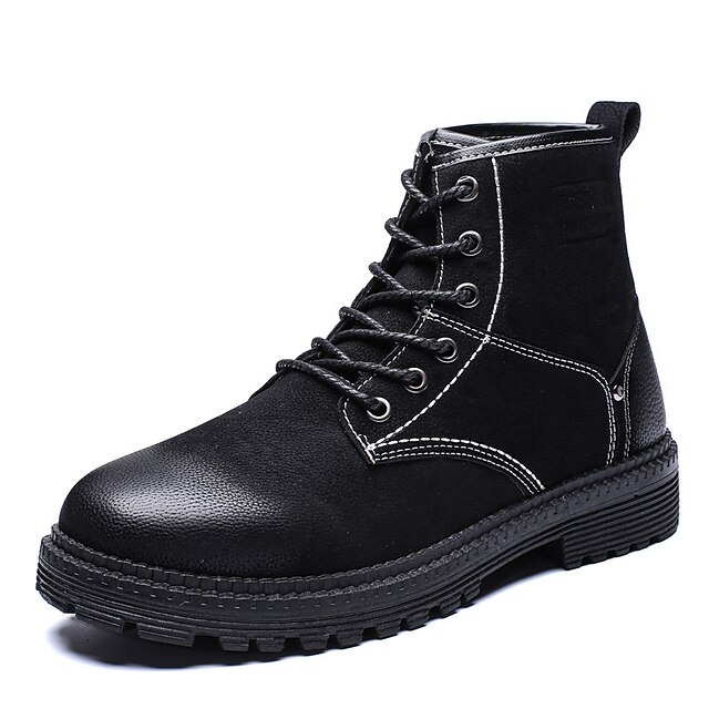  Men's Combat Boots Winter Casual Daily Outdoor Boots PU Warm Non-slipping Mid-Calf Boots Black / Brown / Gray Gradient
