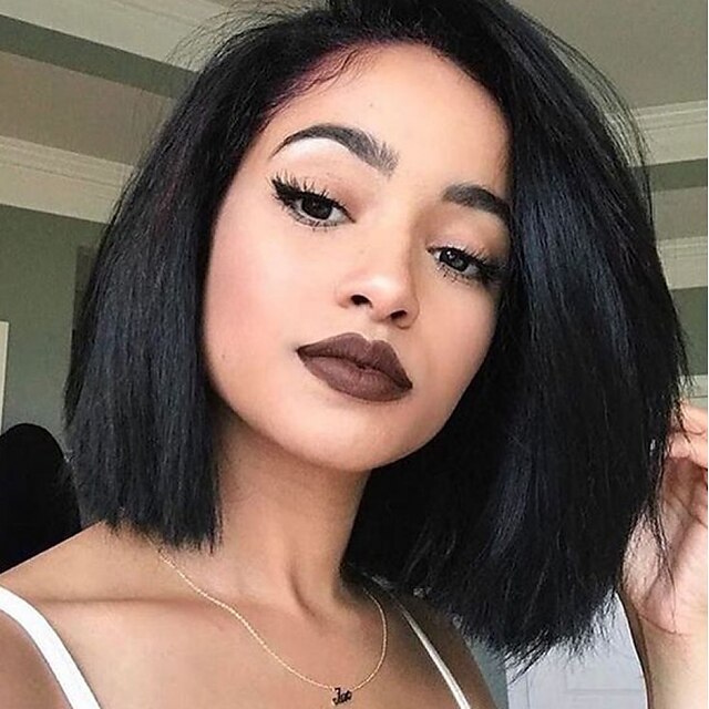  Dolago 250% Density Lace Front Human Hair Wigs Peruvian Silky Straight Short Bob Human Hair Wigs with Baby Hair