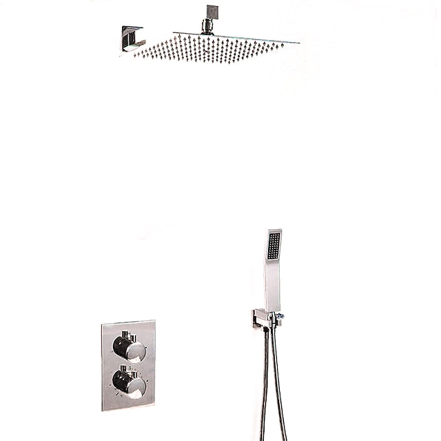  Βρύση Ντουζιέρας - Σύγχρονο Χρώμιο Σύστημα Ντουζ Κεραμική Βαλβίδα Bath Shower Mixer Taps / Ορείχαλκος / Δύο λαβές μια τρύπα