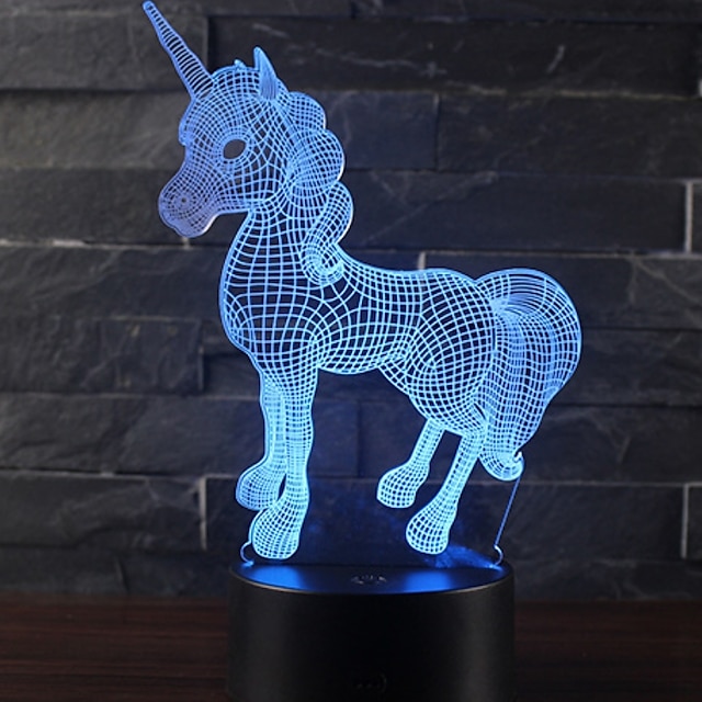 Horse Head 7 Color Night Light Home Decor 3D Acrylic LED Art  Table Lamp Gifts 