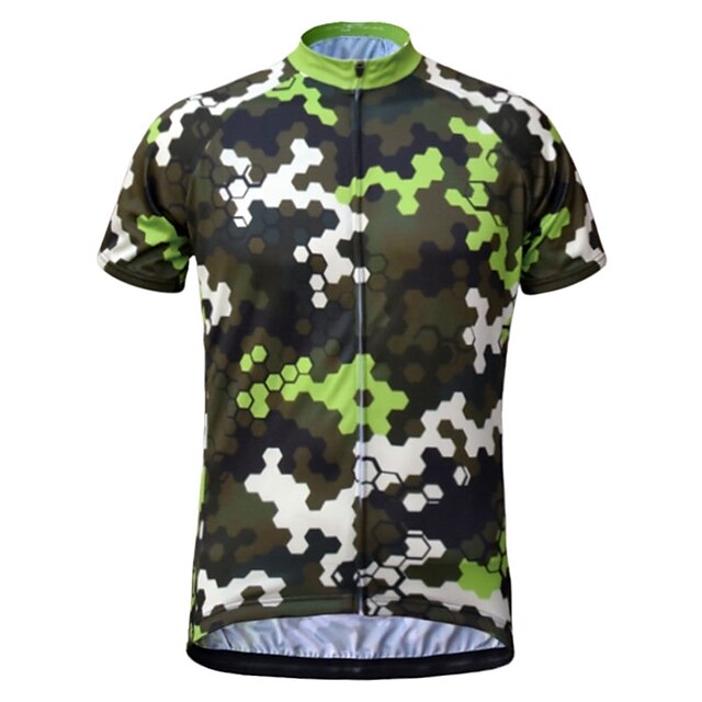  JESOCYCLING Men's Short Sleeve Cycling Jersey Summer Polyester Camouflage Bike Jersey Top Mountain Bike MTB Road Bike Cycling Quick Dry Moisture Wicking Breathable Sports Clothing Apparel / Stretchy