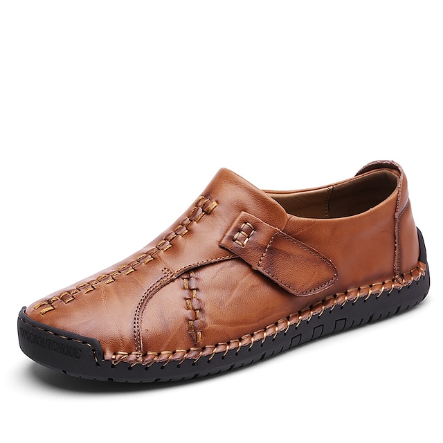  Bărbați Mocasini & Balerini Pantofi de piele Mărime Plus Size Pantofi lucrați manual Casual Chinoiserie Zilnic Piele Confecționat Manual Loafer Maro Închis Negru Galben
