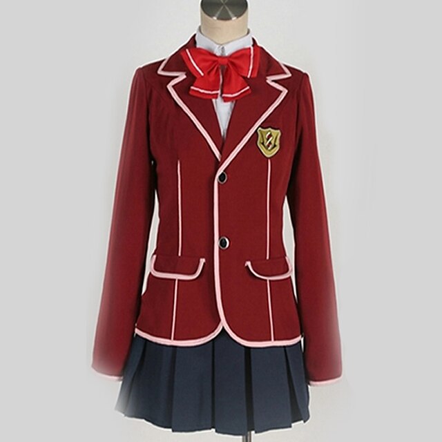  Inspirado por Guilty Crown Inori Yuzuriha Animé Disfraces de cosplay Japonés Uniformes Escolares Británico Contemporáneo Pañuelo Chaqueta Blusa Para Hombre Mujer / Top / Falda / Disfraz / Top / Falda