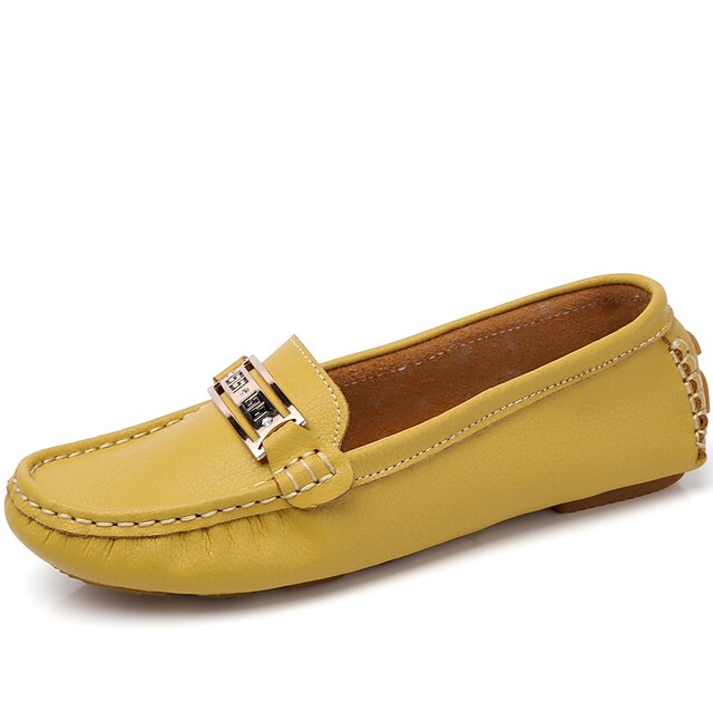  Women's Loafers & Slip-Ons Flat Heel Cowhide Classic / Casual Spring &  Fall Yellow / Red / White / Daily