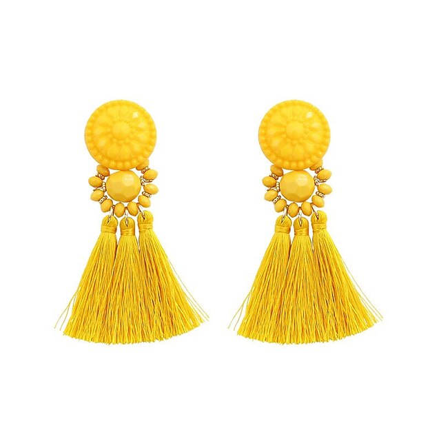  Women's Drop Earrings Tassel Fringe Earrings Jewelry Yellow / Red For Gift Evening Party 1 Pair