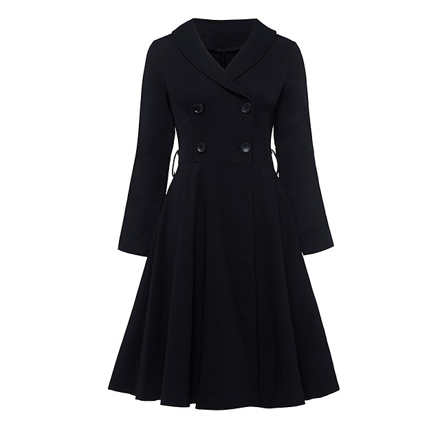  Audrey Hepburn Dresses Retro Vintage 1950s Little Black Dress 1960s Dress Rockabilly Prom Dress Women's Costume Black Vintage Cosplay 3/4 Length Sleeve Long Length