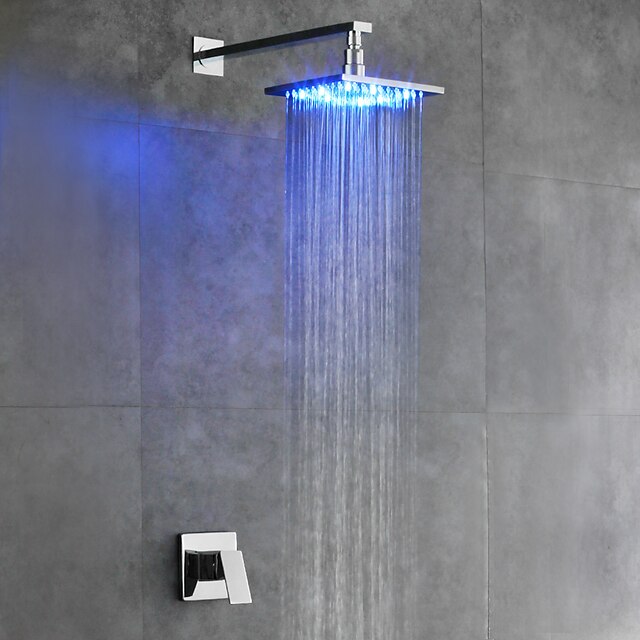  Robinet de douche - Moderne Chrome Montage mural Soupape céramique Bath Shower Mixer Taps / Laiton / Mitigeur un trou