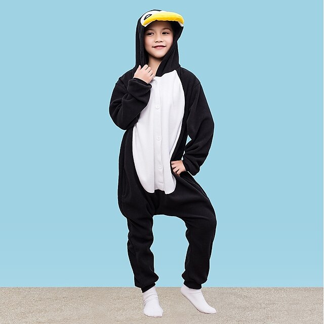 Toys & Hobbies Cosplay & Costumes | Kigurumi Pajamas Penguin Onesie Pajamas Polar Fleece Black / White Cosplay For Boys and Girl