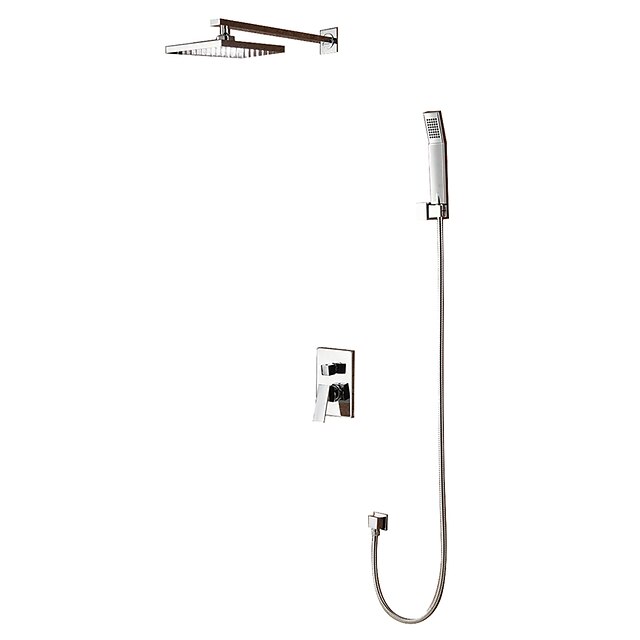  Shower Faucet Set - Rainfall Contemporary Chrome Wall Mounted Ceramic Valve Bath Shower Mixer Taps / Brass / Brass / Single Handle Four Holes