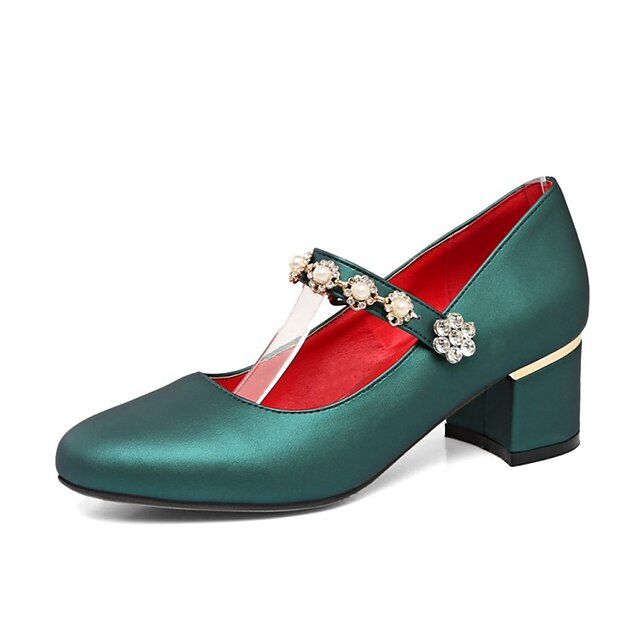  Femme Chaussures à Talons Talon Bottier Bout rond Mariage Quotidien Perle Polyuréthane Rouge / Vert foncé / Argent