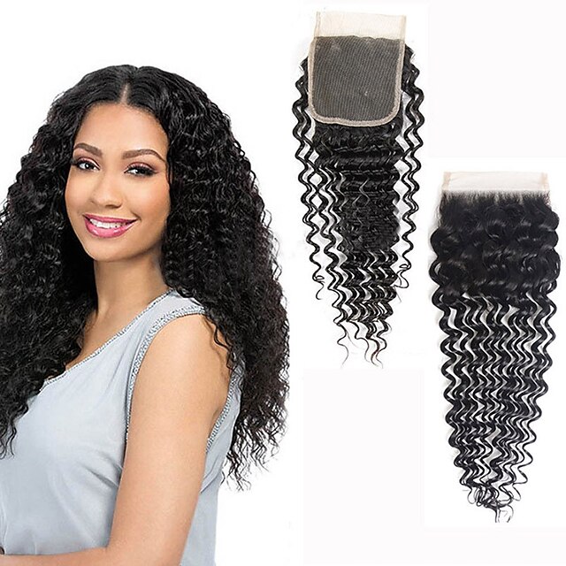  Brazilian Hair 4x4 Closure / Free Part Curly Free Part Swiss Lace Virgin Human Hair Women's Silky / New Arrival / Thick Party / Gift / Practise
