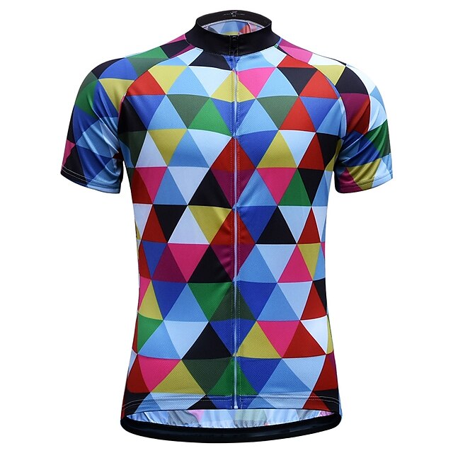  JESOCYCLING Men's Short Sleeve Cycling Jersey Summer Polyester Black / Red Funny Bike Jersey Top Mountain Bike MTB Road Bike Cycling Quick Dry Moisture Wicking Breathable Sports Clothing Apparel