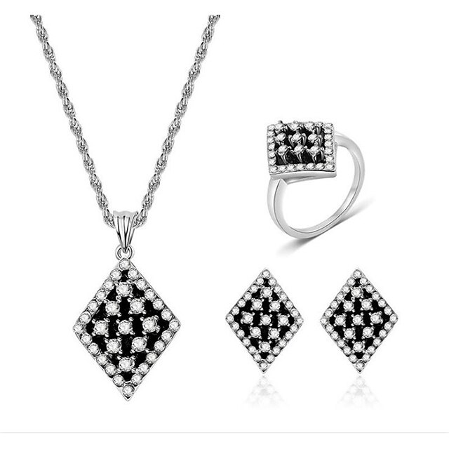  Women's White Cubic Zirconia Bridal Jewelry Sets Classic Ladies Fashion Earrings Jewelry Light Black For Party Daily 1 set