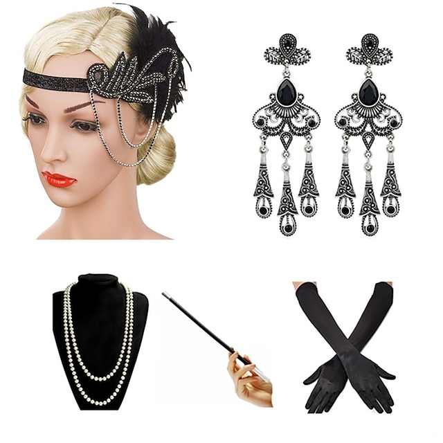 Roaring 20s 1920s The Great Gatsby Costume Accessory Sets Gloves ...