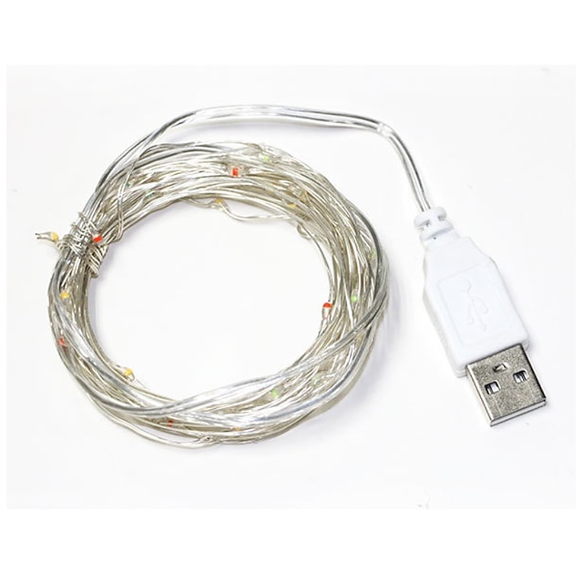  5M Světelné řetězy 50 LED diody Dip LED 1 sada Teplá bílá Bílá Modrá Párty Ozdobné Dovolená USB pohánění / IP65