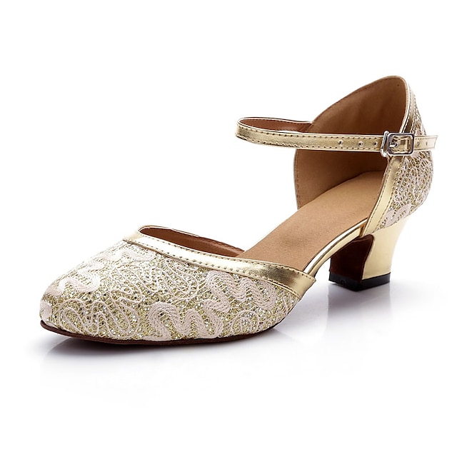  Női Báli Modern cipő Teljesítmény Parti Gyakorlat Magassarkúk Csillogás Vastag sarok Bokapánt Arany