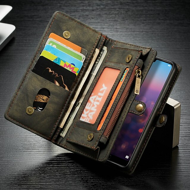  CaseMe Case For Huawei Huawei P20 Wallet / Card Holder / with Stand Full Body Cases Solid Colored Hard PU Leather